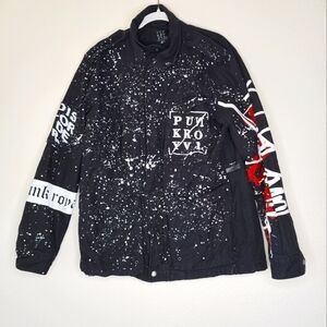 Punk Royal Black Print Custom Archive Graphic Denim Jacket M